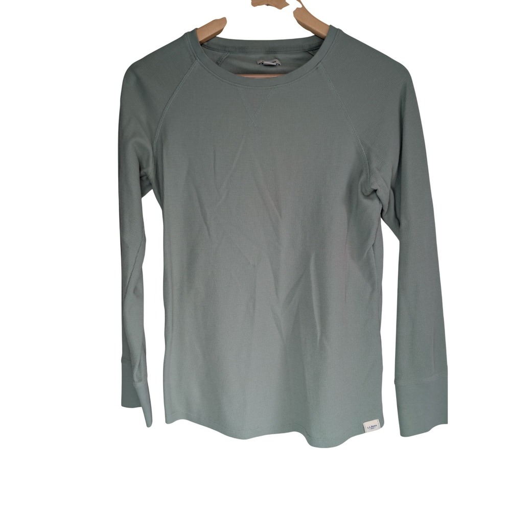 L.L. Bean Waffle Knit Thermal Long Sleeve‎ T-Shirt Womens XS Sage Green Outdoors